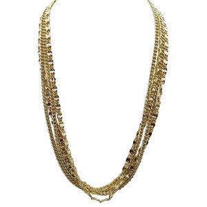 Vintage Sarah Coventry Eloxal Necklace, Gold Tone Mixed Chains Multi Strand Retr